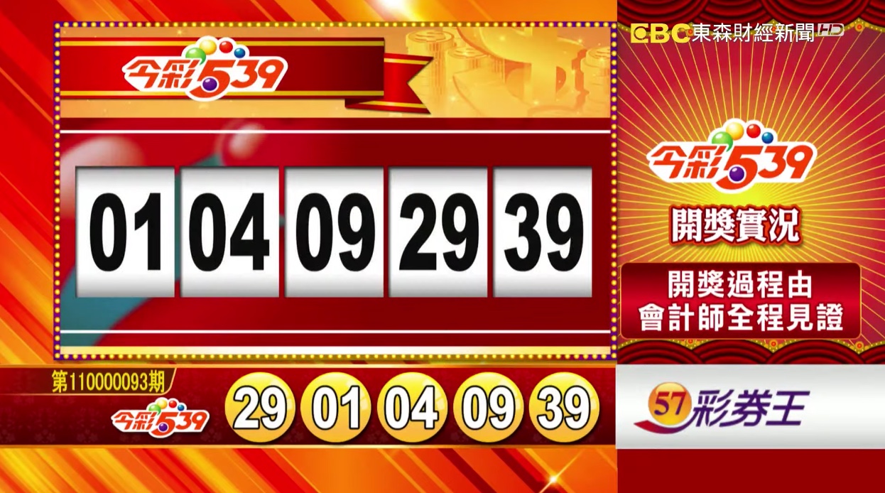 今彩539開獎號碼 2021年4月19日 第110000093期